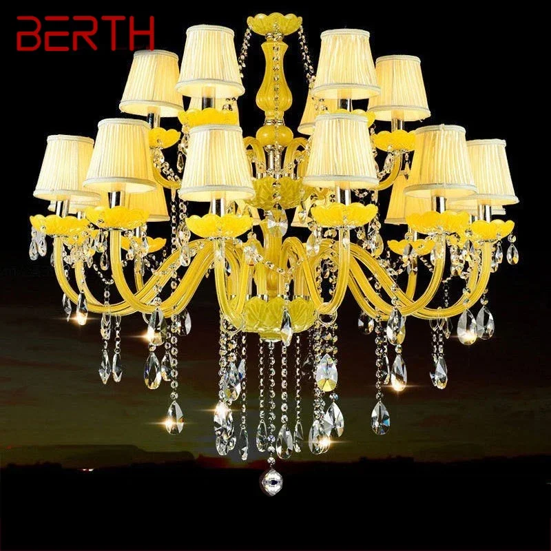 

BERTH European Luxurious Crystal Pendent Lamp Yellow Candle Lamp Warm Living room and bedroom Restaurant Hotel Villa Chandelier