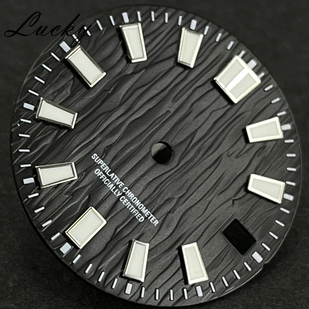 High Quality 28.5mm Fit NH35 NH36 Watch Dial Face Water Ripple Texture Movement Single Calendar Watch Face Repair Accessories