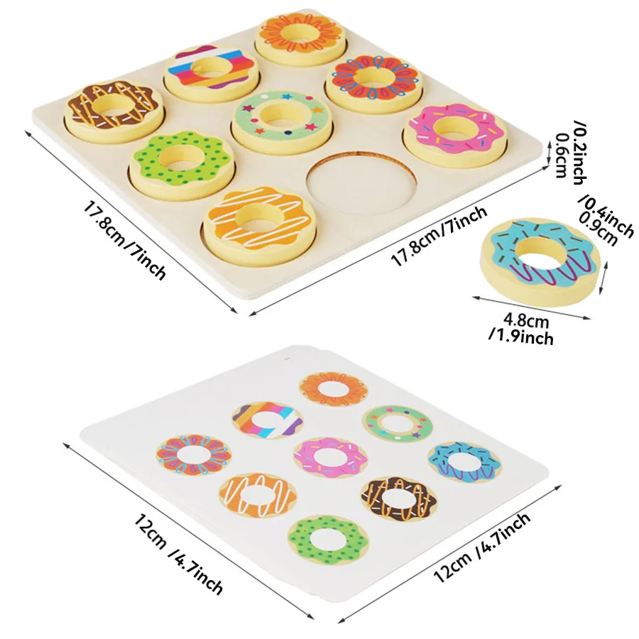 Wooden Children's Fun Donut Matching Color Cognition Pairing Early Education Puzzle Logical Thinking Training Educational Toys