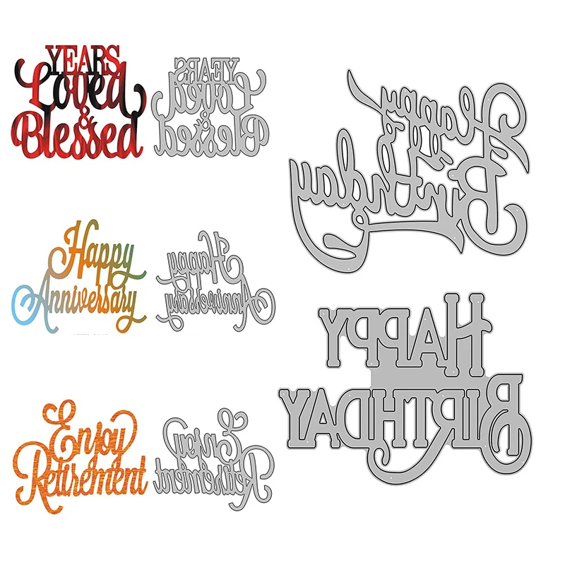 

Metal Cutting Die For Holiday DIY Photo Album Scrapbook 3D Greeting Card Decoration Creative Happy Birthday Word 2022 NEW
