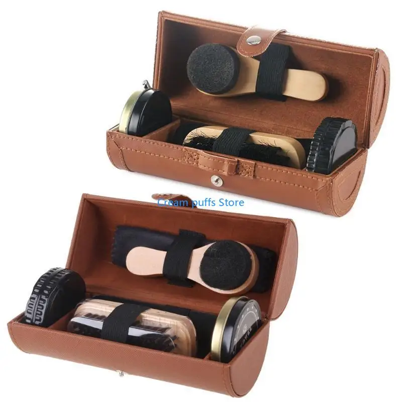 50LE Shoe Care Professional Cleaning Shoe Brush Leather Shoes Polish Tool Set with Portable Bag for Travel Home