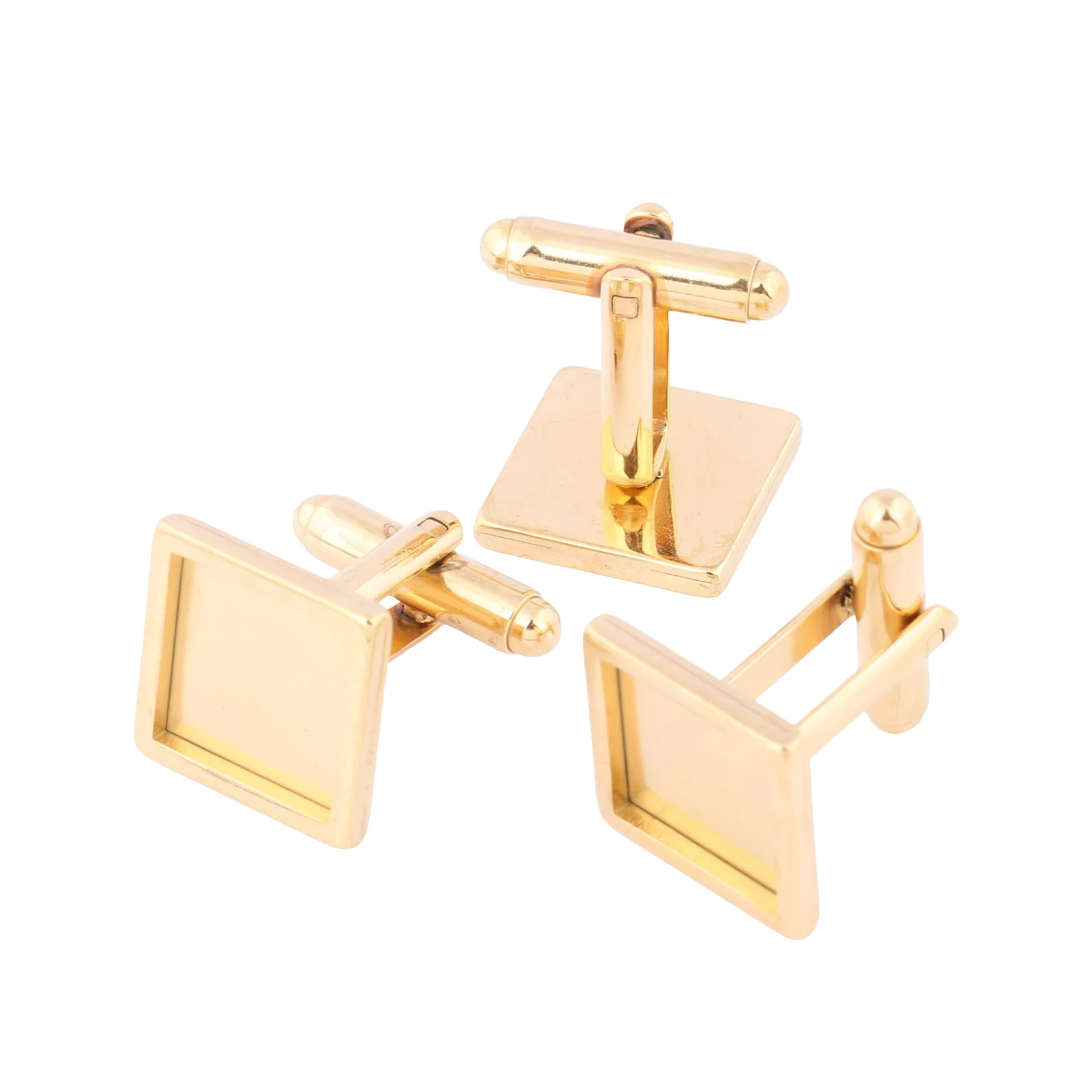 6pcs Stainless Steel Cufflink Base Blanks Gold Plated Fit 12mm Cabochon Cufflinks Bezel Settings Diy Jewelry Making Accessories