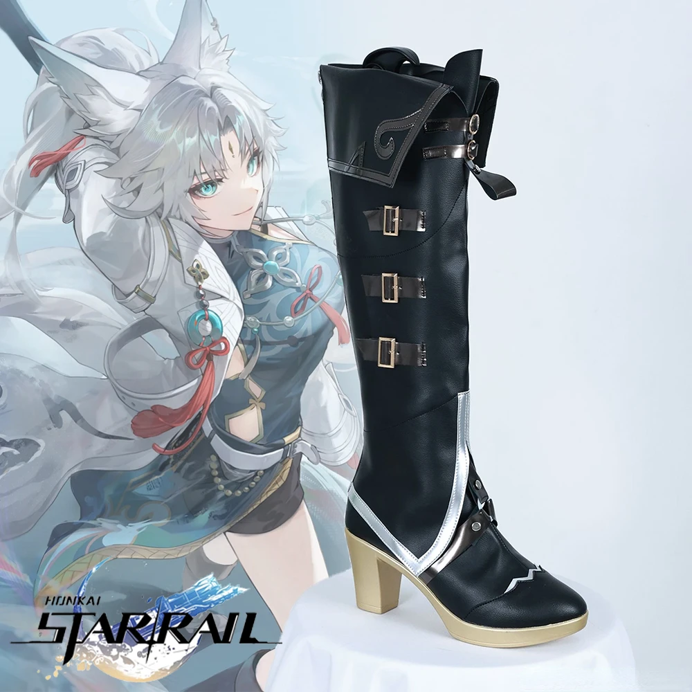 

Game Honkai:Star Rail Feixiao Cosplay Shoes Adult Women PU Leather Boots High Heels Shoe Prop Halloween Party Costume Props