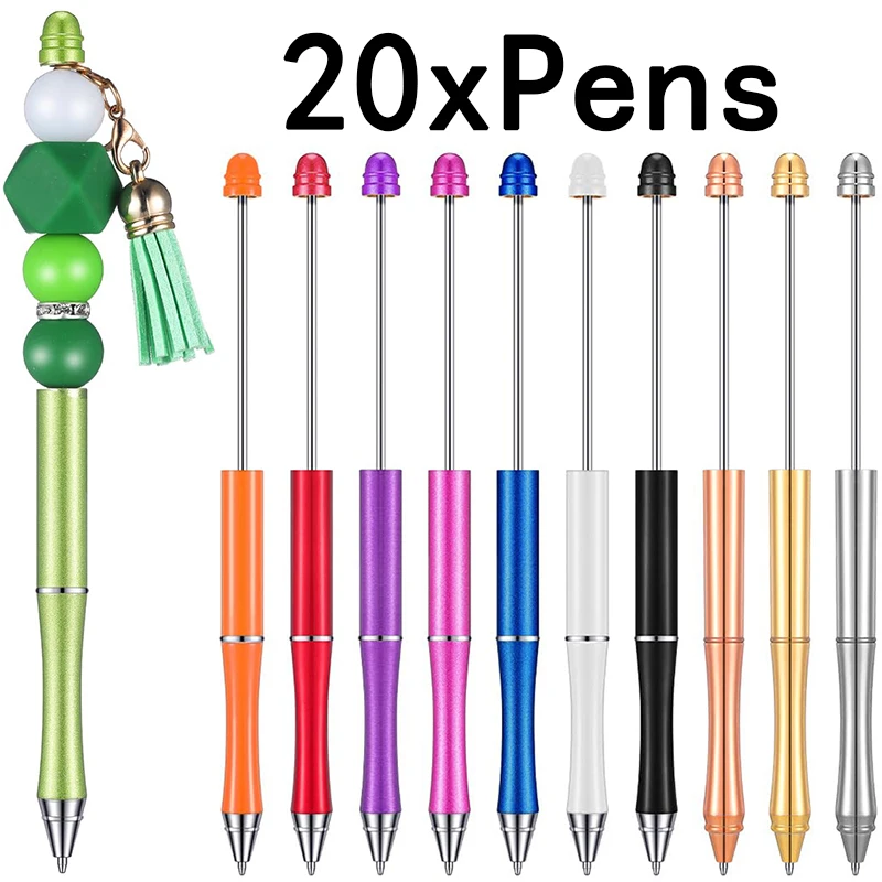 

20Pcs Ballpoint Pen Writing Pen Ball Pens Ball Point Ink Pen Craft Pens Beadable Pens Office Adult Pen Beads Metal