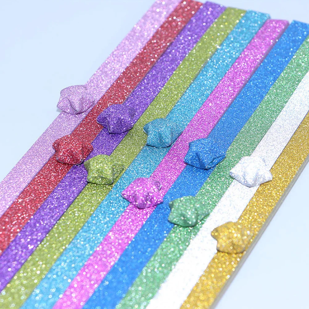

18Pack Rainbow Mixed Color Glitter Star Folding Paper Colorful DIY Handcraft Paper for Teachers School Projects