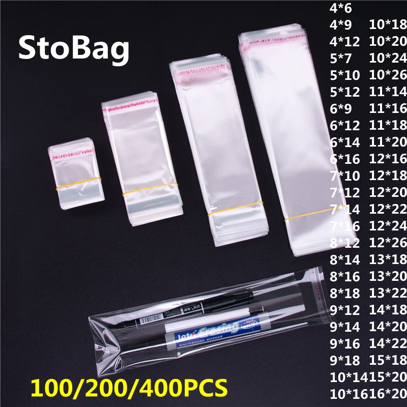 StoBag Transparent Self Sealing Small OPP Plastic Bag Gift Jewelry Packing Self Adhesive Toy Cookie Candy Bags Custom Print Logo