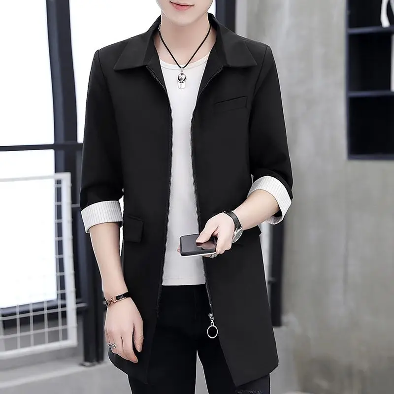 3-A8 Summer casual pink mid-length mid-sleeve zipper windbreaker suit three-quareve suit men's Korean style hairstylist jacket