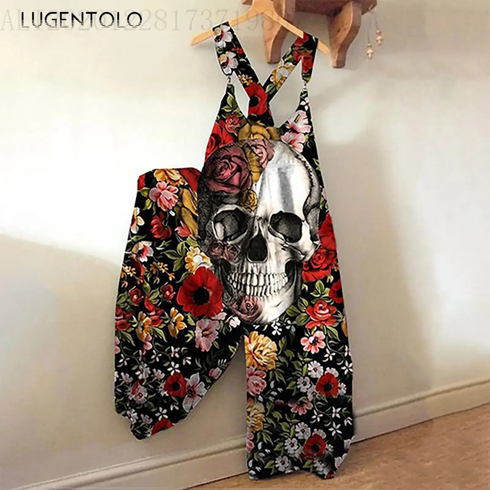 Women Casual Jumpsuits Sleeveless Multi-pattern Skull Print Summer Fashion Female Loose Street Thin Jumpsuit Part 2