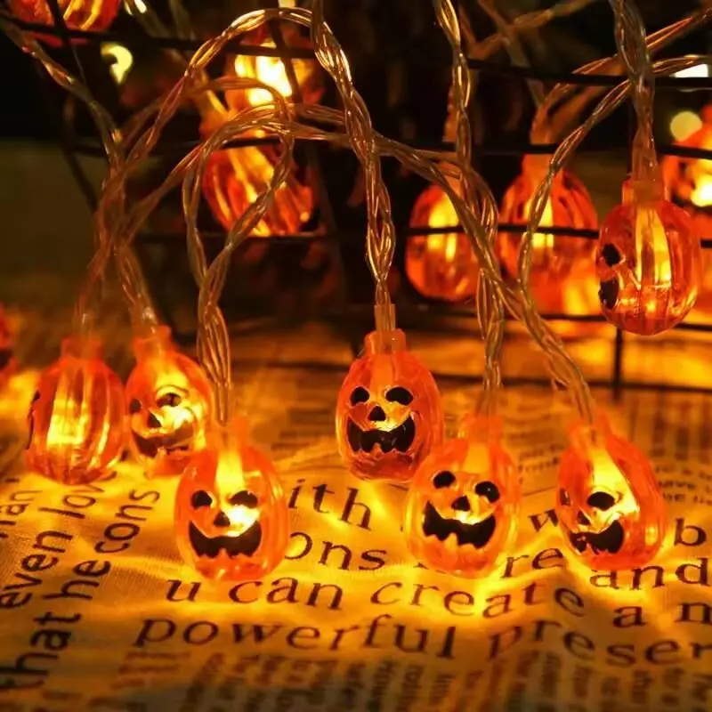Halloween Pumpkin String Light Battery Operated LED Decoration Lamp Horror Atmosphere Light For Festival Party Bar&Haunted House