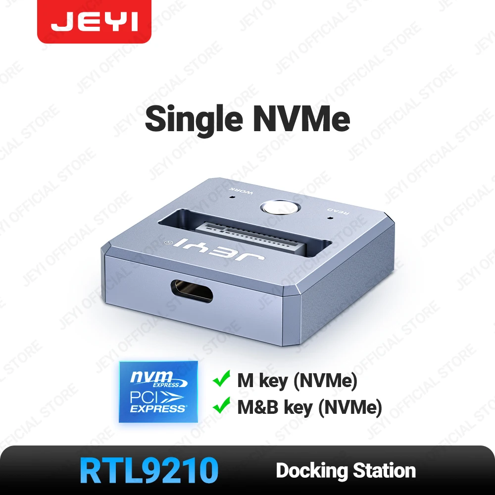 JEYI M.2 SSD-lezer, NVMe en SATA naar USB-C PCIe SSD-dockingstation USB 3.2 10Gbps solide schijfadapter met schrijfbescherming