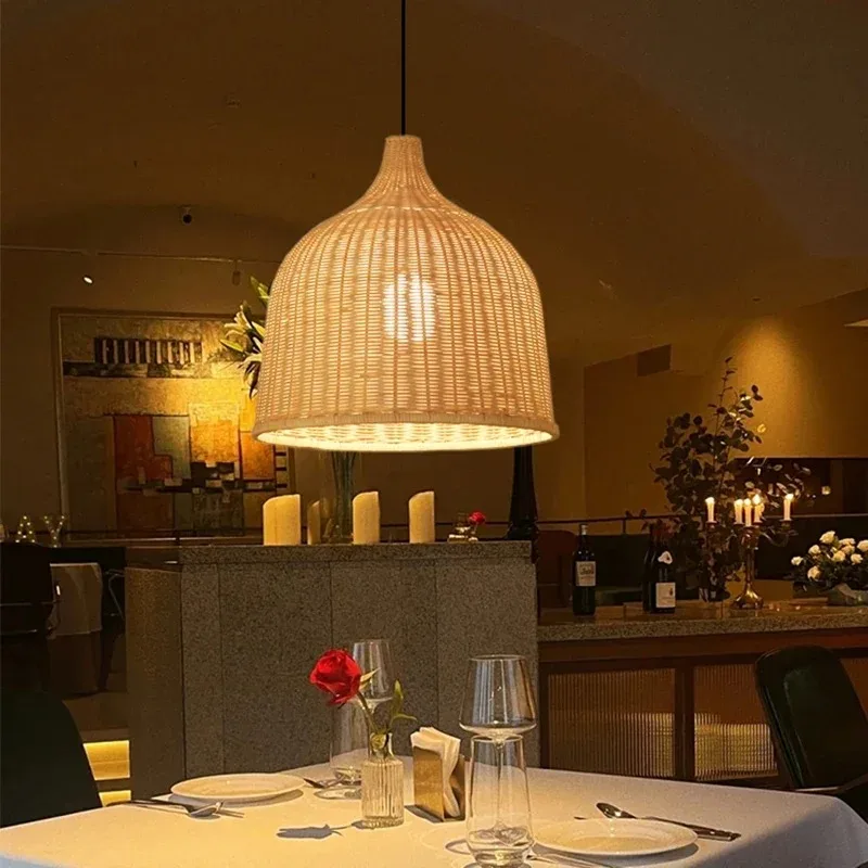 

Southeast Asia Rattan Pendant Lamp Hand-woven Weaving Chinese Lantern Bamboo Chandelier Garden Restaurant E27 Art Hanging Ligh