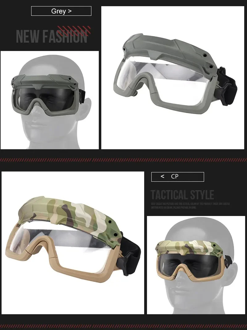 Tactical Glasses 2 Modes Airsoft Goggles Riding Eye Protection for Hiking Paintball Hunting Shooting Eyewear for FAST Helmets