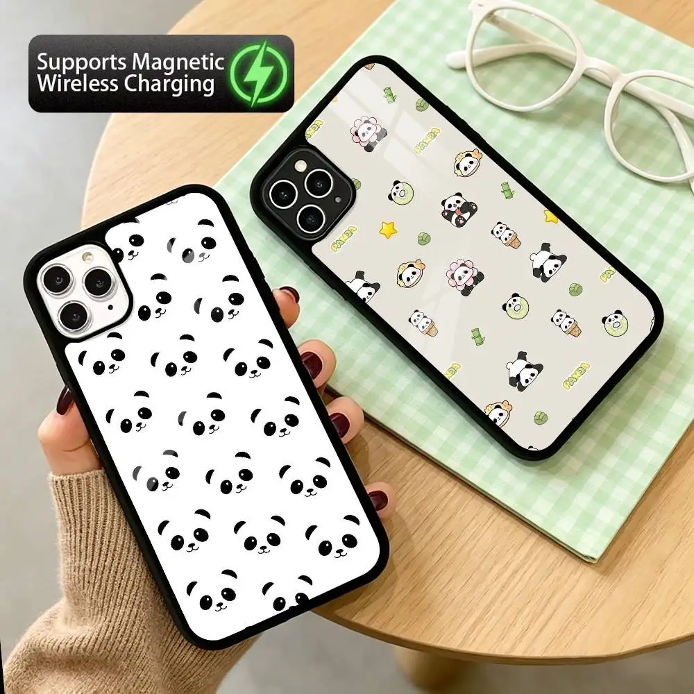 Fashionable Chibi Panda  Phone Case For iPhone17,16,15,14,13,12,11 Plus,Pro Compatible with magnetic wireless charging