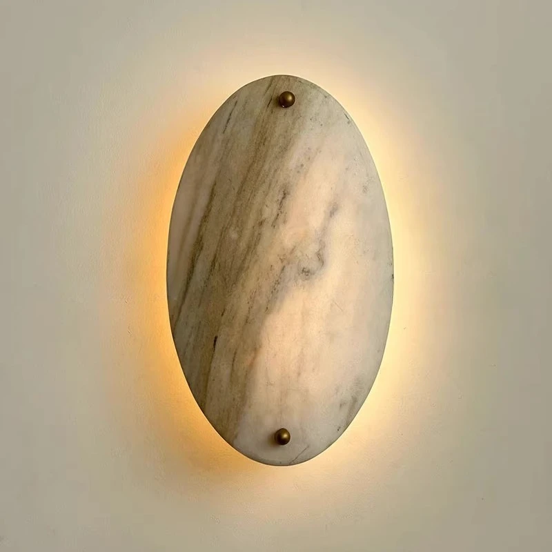 Spanish Novelty Natural Smooth Marble Wall Lamps Hotel Villa Background Wall Light Hallway Entrance Bedroom Bedsides LED Sconces