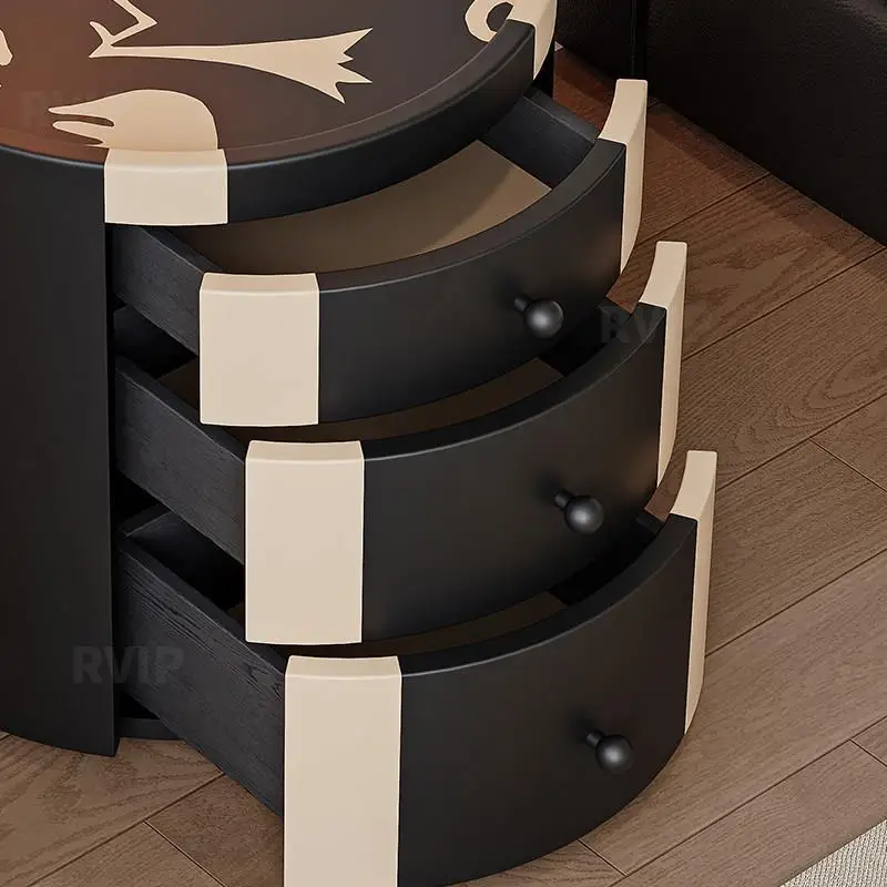 Medieval style painted bedside table, high-end graffiti creativity