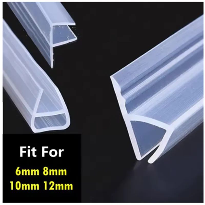 2.5/5M 6-12mm FU h Shape Bathroom Accessaries Hardware Bath Screen Sealing Strips Glass Door Weatherstrip Seal Strip Window Seal