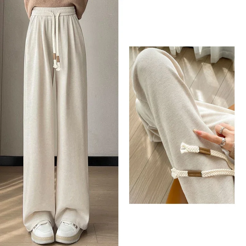 Pantalon taille haute pour filles, confortable, Slim Fit, classique, Baggy, jambes droites, mode printemps automne