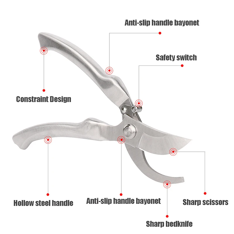 Pruning Shears Metal All-steel Fruit Picking Gardening Rough Branch Shears Multi-functional Labor-saving Rebound Pruning Tool