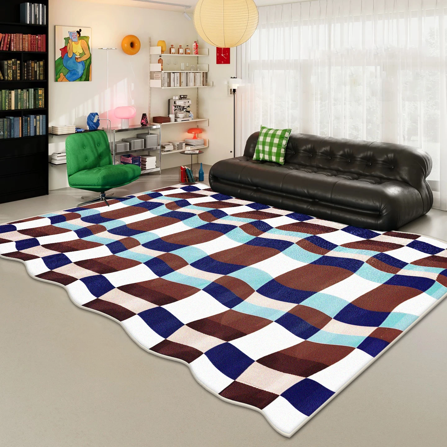 الموضة تصميم هندسي سجادة غرفة معيشة ديكور المنزل الحديثة منطقة كبيرة السجاد صالة غرفة نوم قابل للغسل عدم الانزلاق الكلمة حصيرة #3