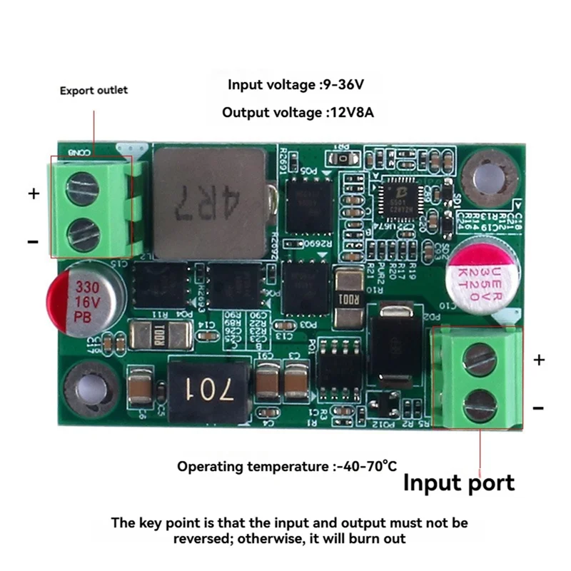 ABKN-Modul Buck Boost Otomatis DC-DC Modul Catu Daya Regulator Tegangan Step-Down dan Step-Up DC9-36V Ke DC12V 8A