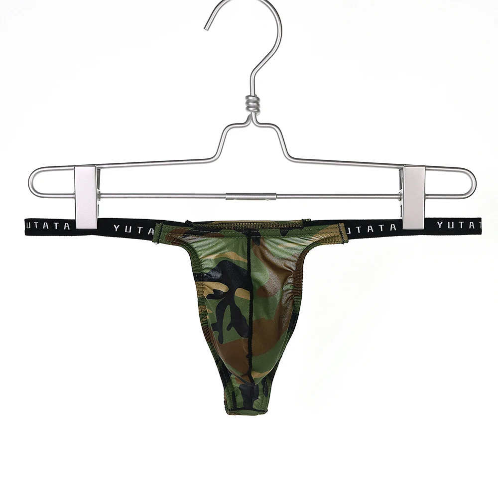 Tanga Sexy de camuflaje para hombre, ropa interior Gay de cintura baja, transpirable, de secado rápido