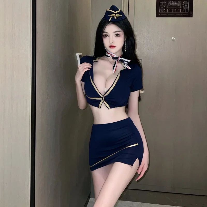 Stewardess Uniform Fantasy Lingerie Erotic Temptation Sexy Flight Attendant Costume Cosplay Sailor Policewomen Outfits Underwear