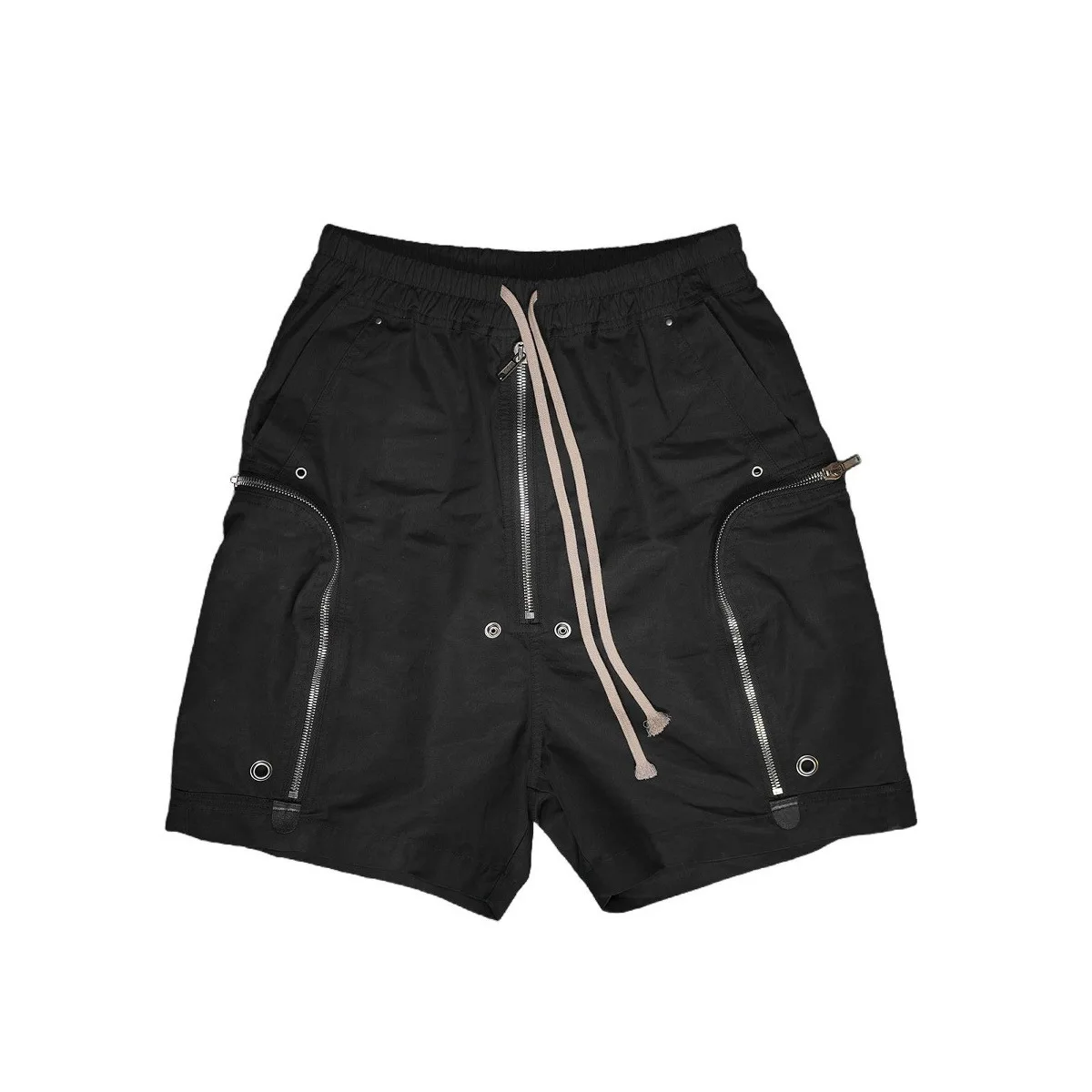Men’s Dark Goth Cargo Shorts Stylish Zipper Pockets Loose Fit Hip Hop Streetwear Black Bullet Pocket Shorts - Image 2