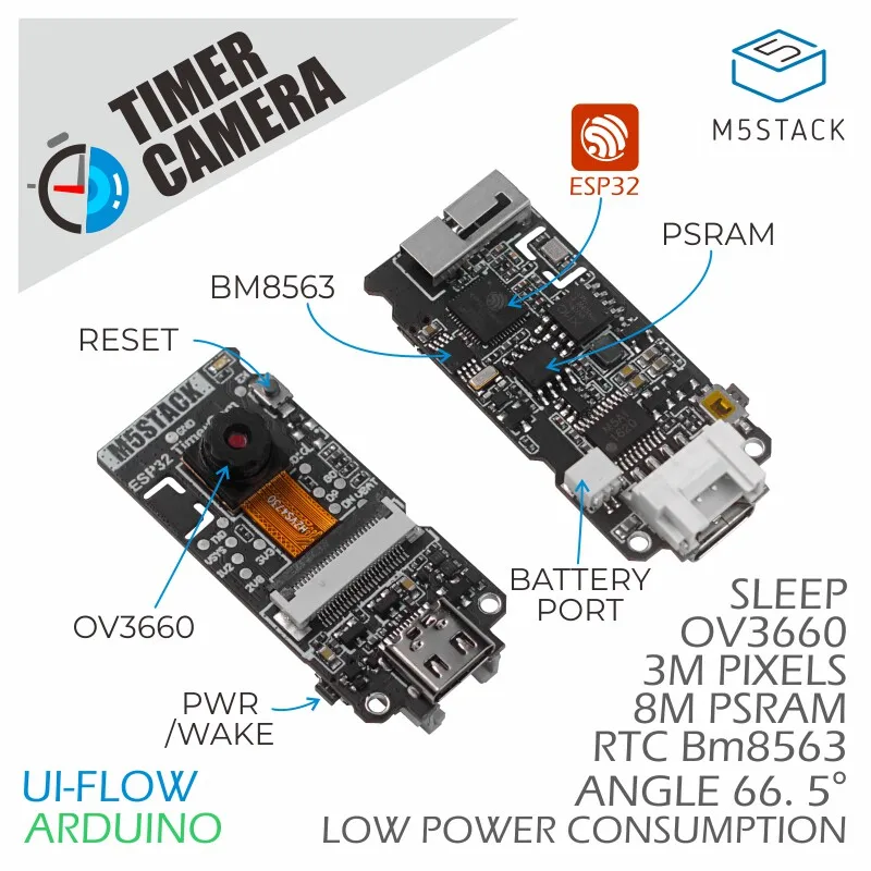 M5Stack Official Timer Camera ESP32 Low Power Consumption WiFi Camera with Sleep Wake up Feature