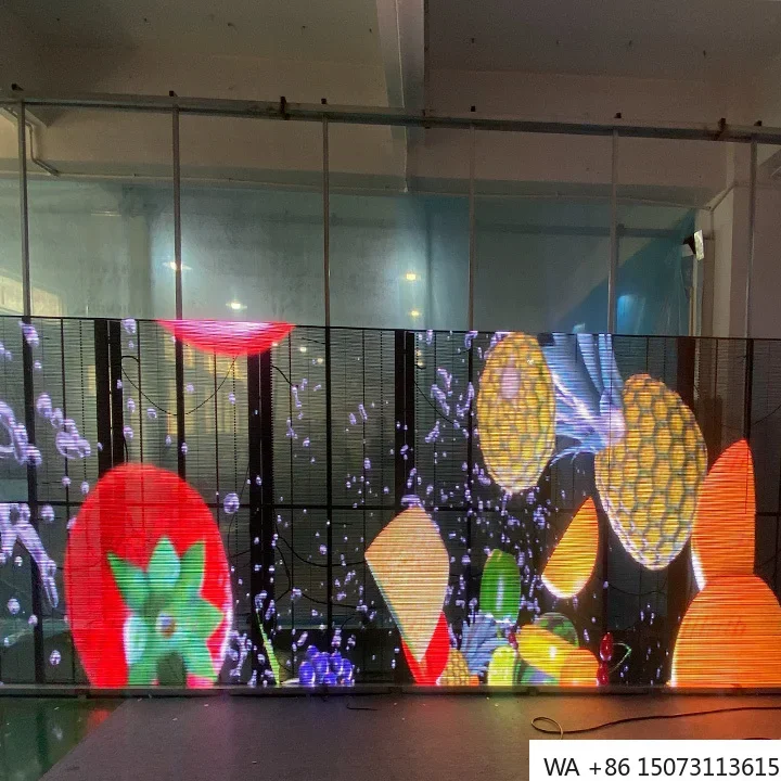 

Custom Transparent Holographic LED Film 3.9mm-7.8mm Adhesive Glass Video Wall