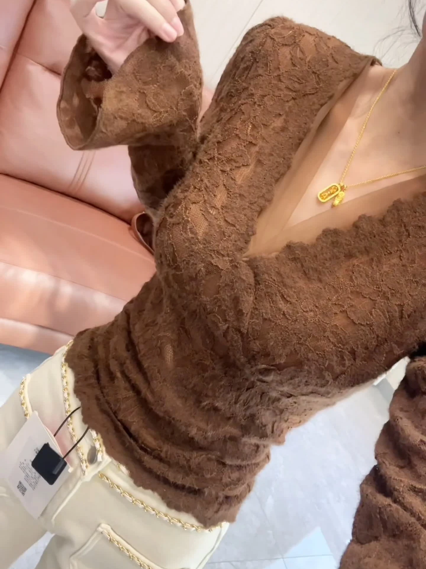 

Sexy V-Ne Lace Insert Fce Lined Long Sve Base irt Women's Autumn Winter Slim Fit Inner Wear T-irt Chinese Sle