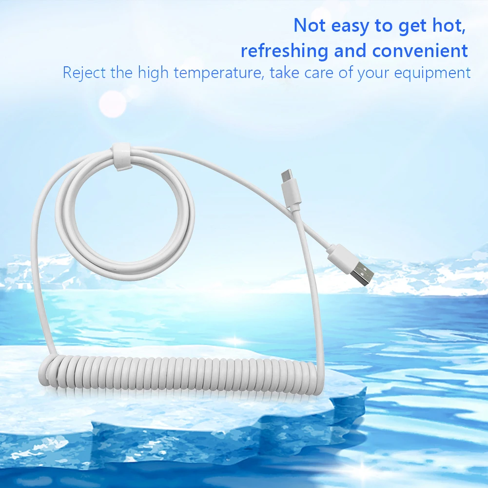 كابل شحن ملفوف مخصص ، نوع-C إلى USB ، زنبرك في المكونات ، كابل بيانات ، كمبيوتر ، لوحة مفاتيح ميكانيكية ، بيانات