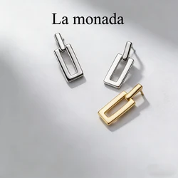 La Monada 925 Sterling Silver Stud Earrings For Women Silver 925 Rectangle Fine Women Earrings Jewelry Stud Earrings Geometry