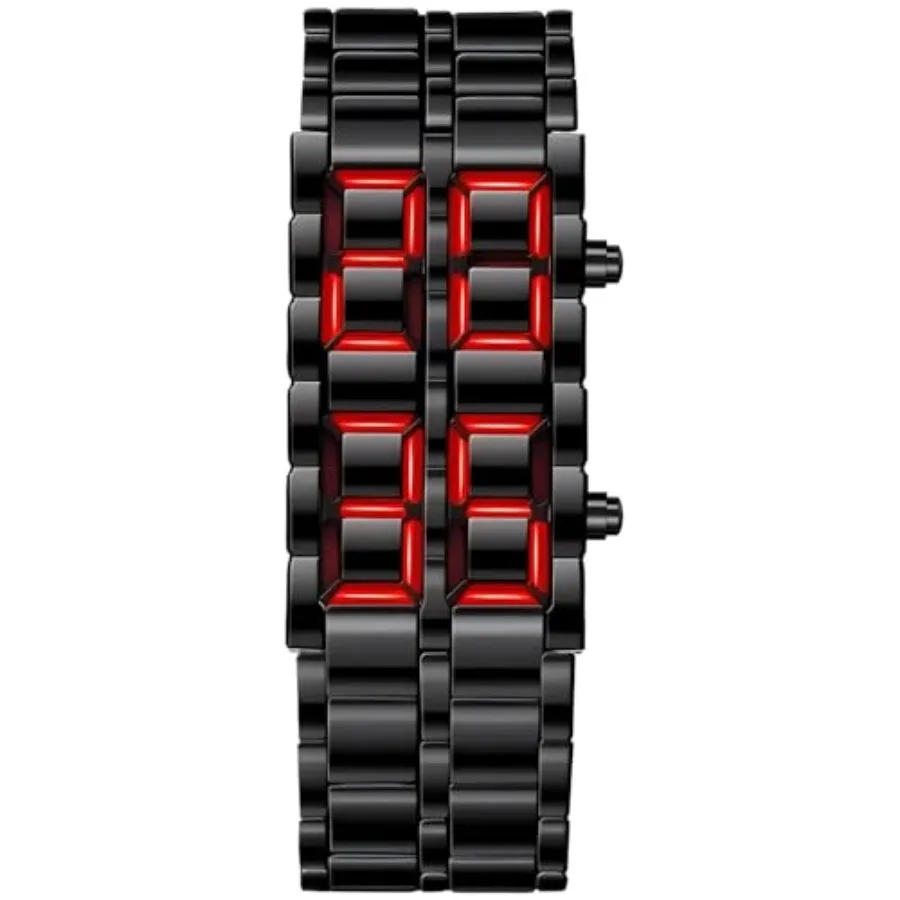 

MASTOP Fashion Full Metal Digital Lava Wrist Watch Men LED Display Watches Gifts for Male Famale Sport Creative Watch