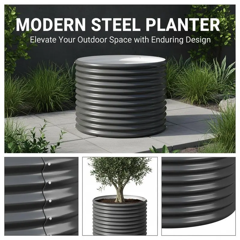 Jardinière surélevée en acier galvanisé 80x80x68cm Anthracite, design moderne et minimaliste pour l'extérieur, idéale pour les herbes et les fleurs, pour balcon, terrasse, jardin, patio