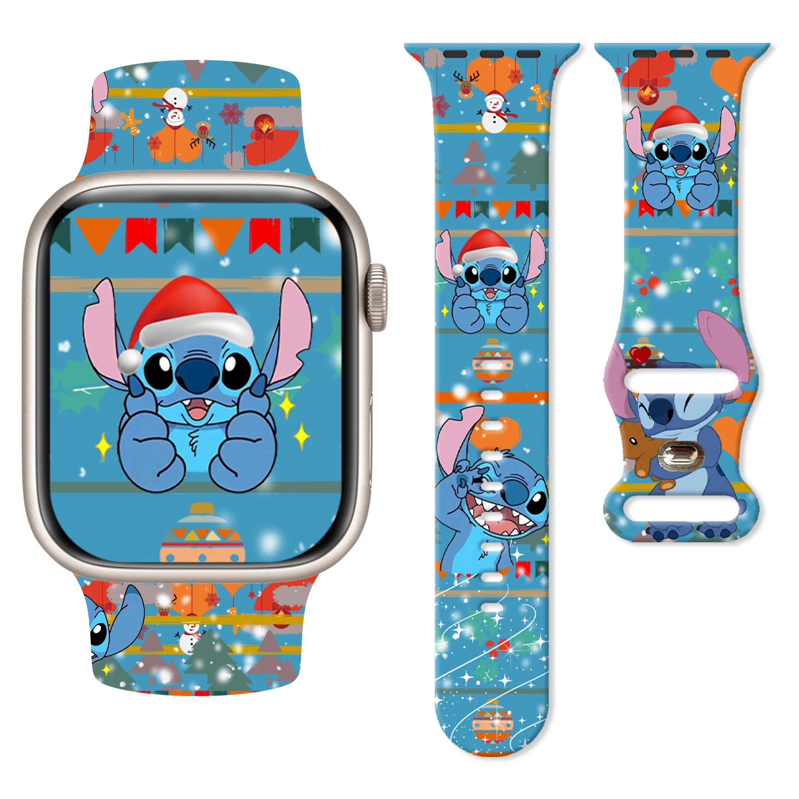 

Christmas Stitch Printed Strap for Apple Watch 11 10 9 8 Silicone Band Replaceable Bracelet for iWatch 46mm 42mm 41mm Watchband