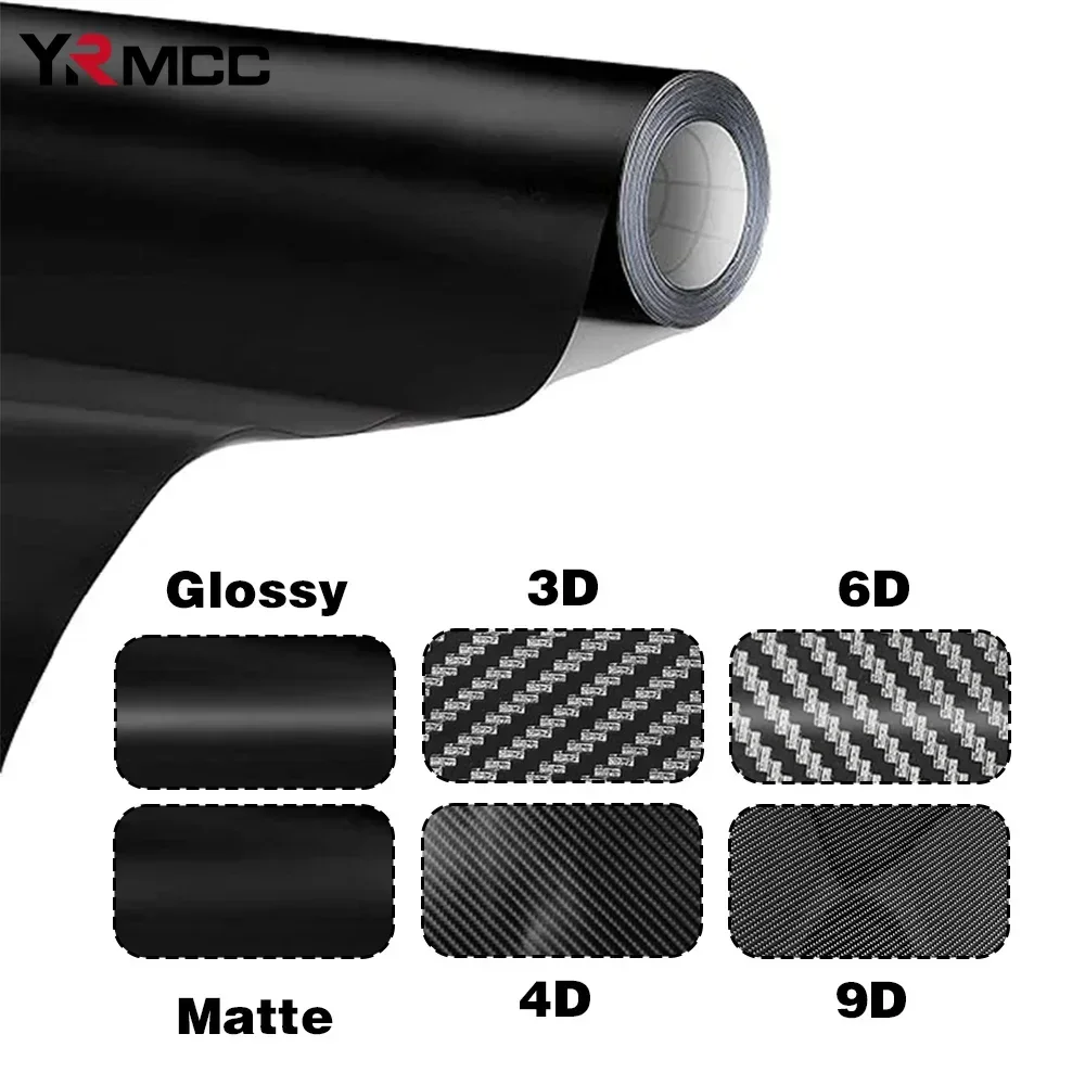 Car Sticker 3D 4D 5D 9D Matte Gloss Black Carbon Fiber Vinyl Films Wrap Foil Console Computer Laptop Skin Phone Covers for Car