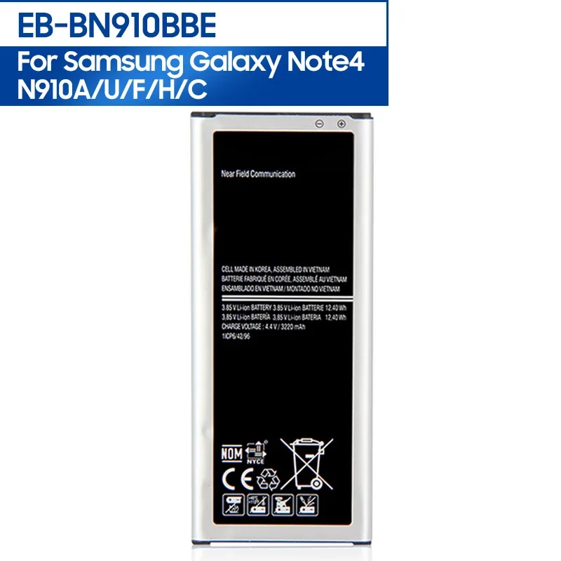 

Replacement Phone Battery EB-BN910BBE For Samsung GALAXY NOTE4 N910a N910u N910F N910H N910V NOTE 4 EB-BN910BBC 3220mAh