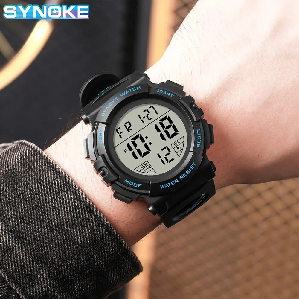 SYNOKE Outdoor Sport Watch 50M Waterproof Digital Men Fashion MultiFunction Waterproof Digital Watch Men