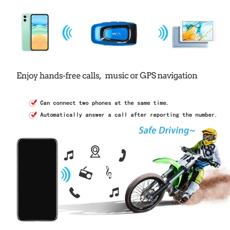 J6PA Advanced Motorcycle Headphone 1000mAh Powerful Wireless Motorbike Earphone