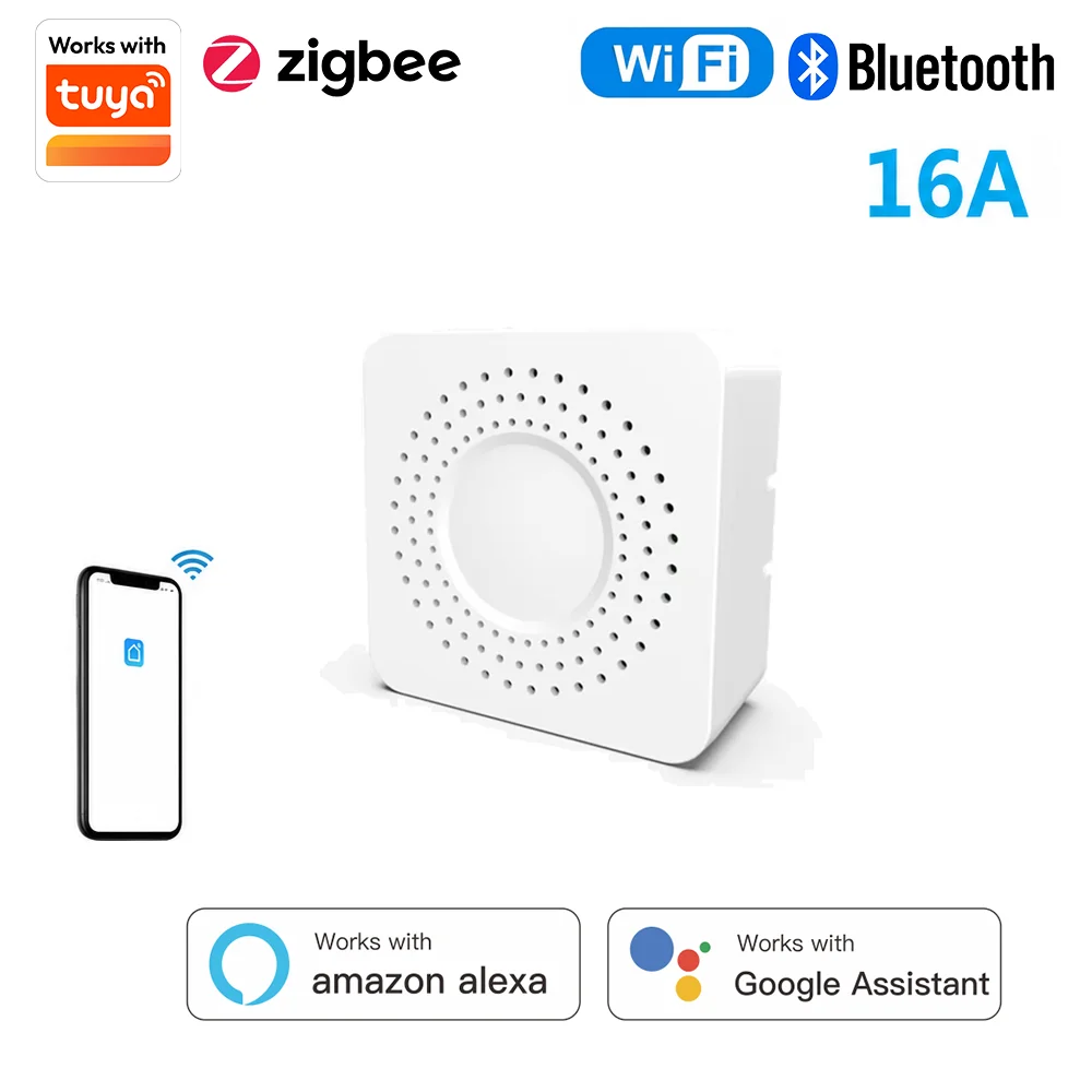 Tuya Mini Smart Switch with WiFi Connectivity and Remote Control, Compatible with Alexa and Google Home