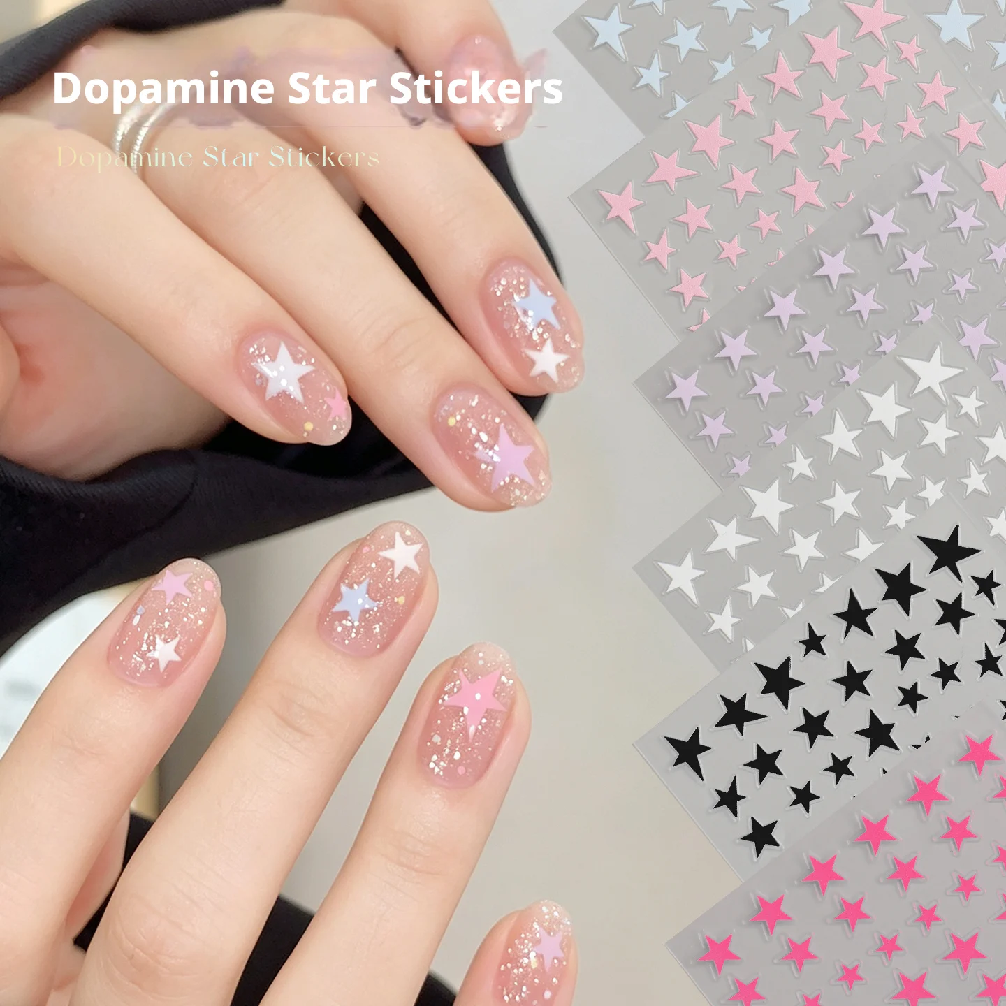 6 Colors Five-Point Stars Manicure Decoration Sliders Stars Nail Art Stickers Irregular Pentagram Decals Self Adhesive 1/3/6Pcs