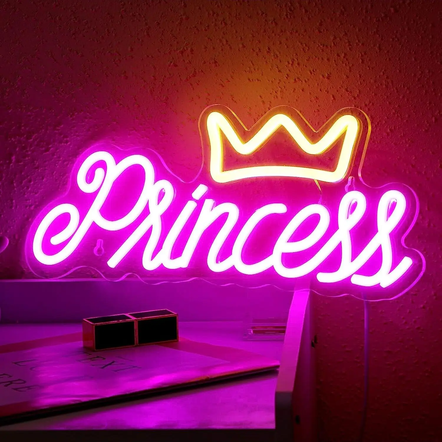 Crown Neon Wall Decor Sign For Girl's Room, Led Neon Light Wall Hanging Sign Usb/battery Powered Wedding Gift Princess Theme