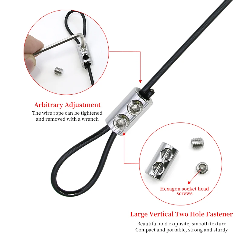 Picture 5: 4PCS Adjustable 2mm Multi-Color PVC Stainless Steel Wire Rope Cable Fastener Kit For Hanging Pictures Bonsai Swings Cameras