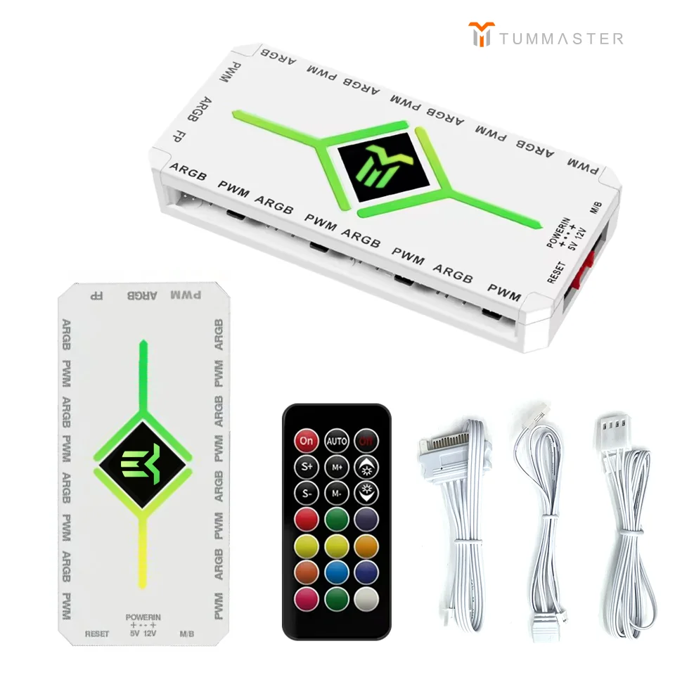 Controller ventola ARGB 5V 3PIN ARGB e 4PIN Hub PWM Sincronizzato Case del computer Ventola Luce inferiore Design magnetico con telecomando