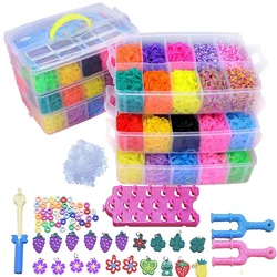 Kreative bunte Webstuhl bänder setzen Regenbogen armband machen Kit DIY Gummiband gewebte Armbänder Handwerk Spielzeug für Mädchen Geburtstags geschenke