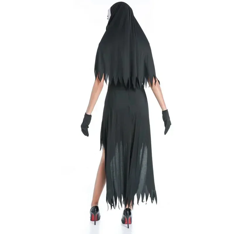 Disfraz de monja Sexy para mujer negra a la moda, vestido Irregular, hermana, fiesta de Cosplay, religión árabe, uniforme de monje fantasma