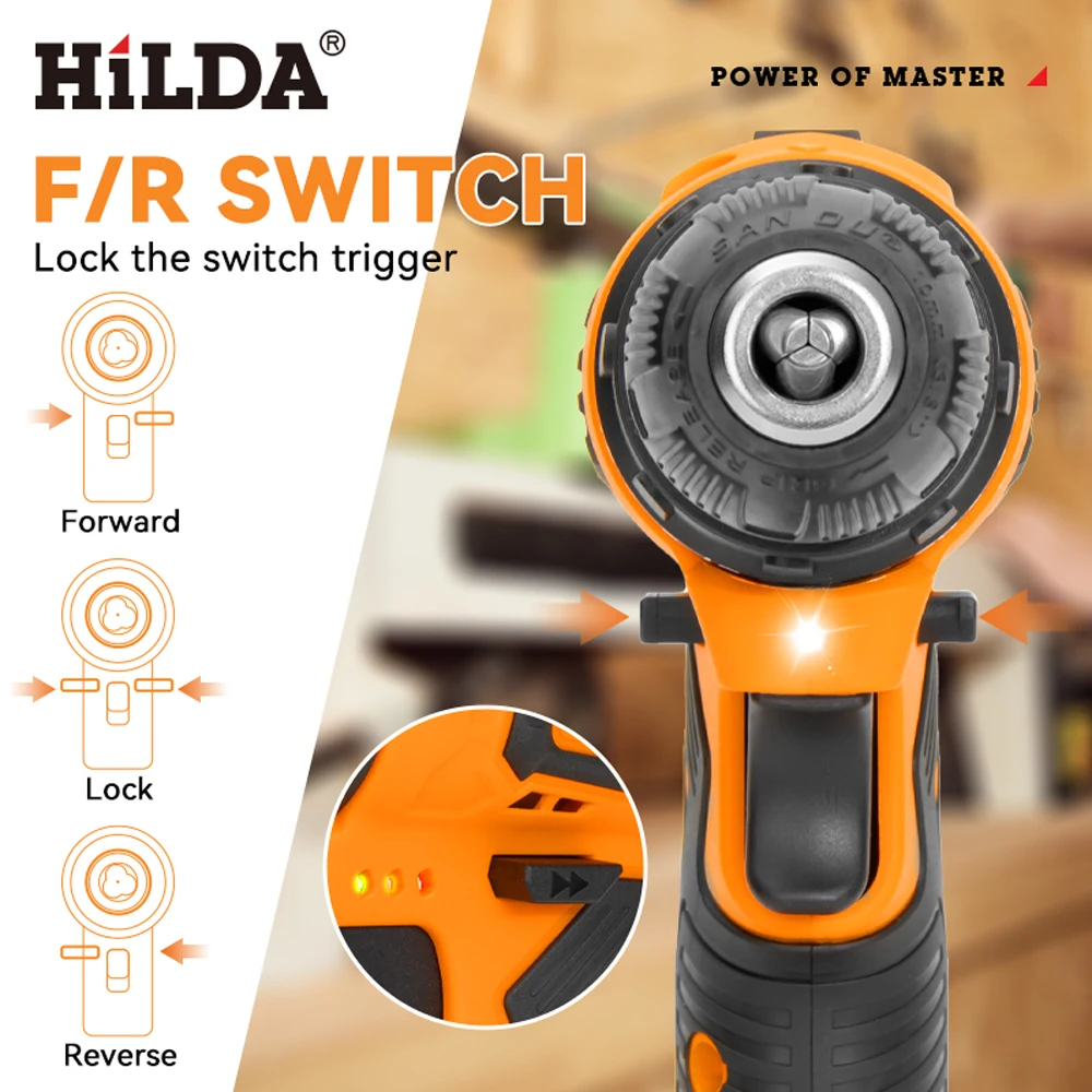 HILDA 21V Mini Wireless Power Driver DC Lithium-Ion Battery Power Tools Cordless Drill Electric Screwdriver