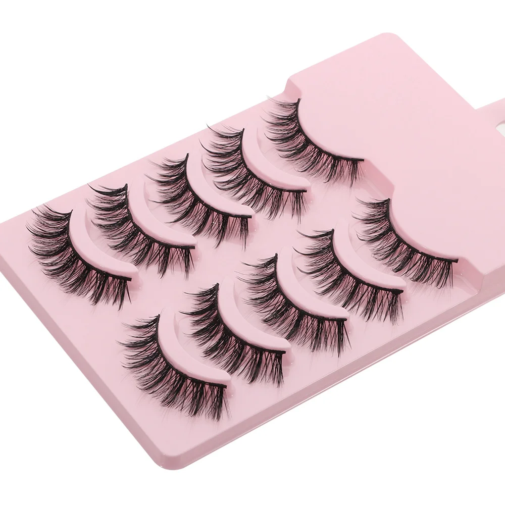 ขนตาปลอมธรรมชาติ 10 คู่ ก้านสีดำ ขนฟู 3 มิติ ขนมิ้งค์นุ่ม ขนตาแบบไขว้สไตล์มังงะ ต่อขนตา