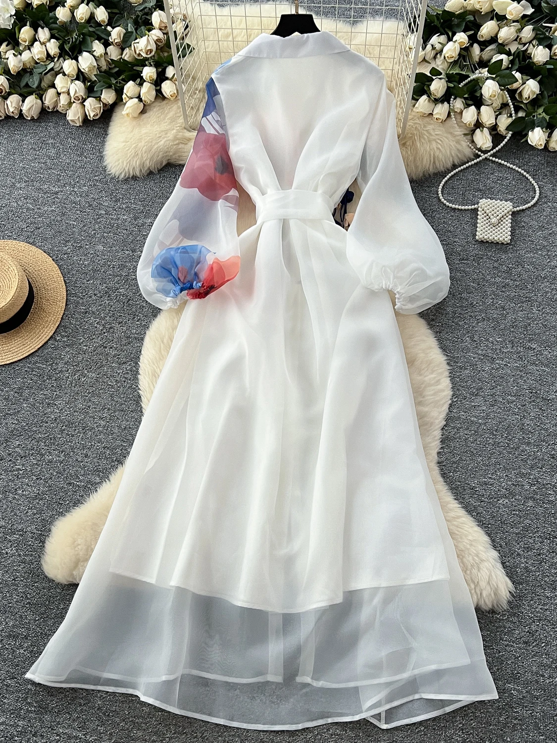 ชุดกิโมโนเอลี ลอง ดร. สำหรับผู้หญิง เอวสูง ลายพิมพ์ พร้อมกระโปรงทรงโคมไฟ สไตล์เกาหลี เหมาะสำหรับใส่ไปทำงาน