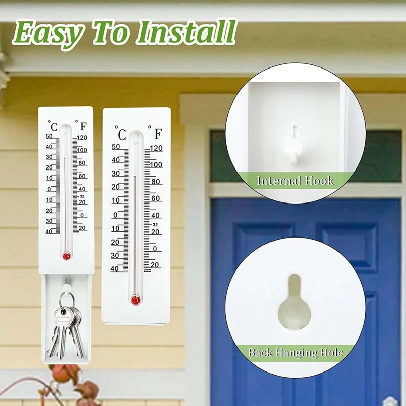 2Pcs Security Thermometer Keys Lock Boxes Wall Mounted Key Secret For Coin Money House Spare Keys Storage Box With Hook Durable